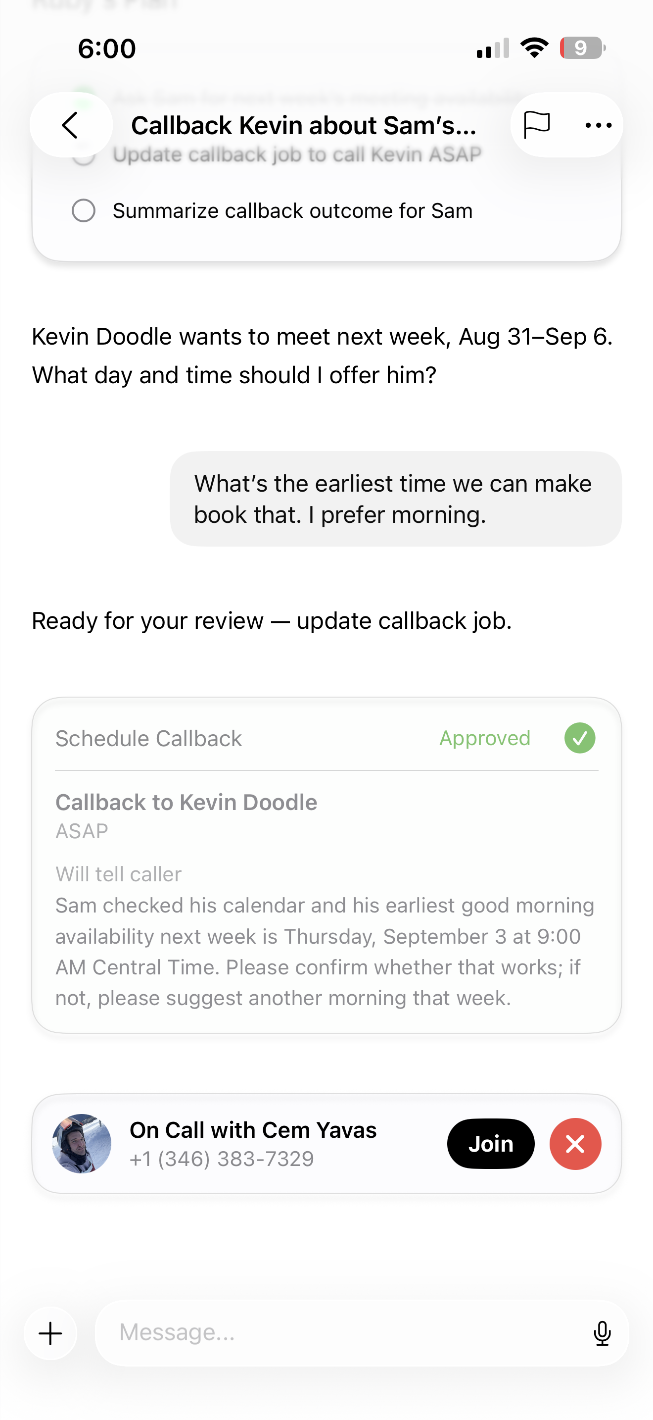 The callback approved and going out