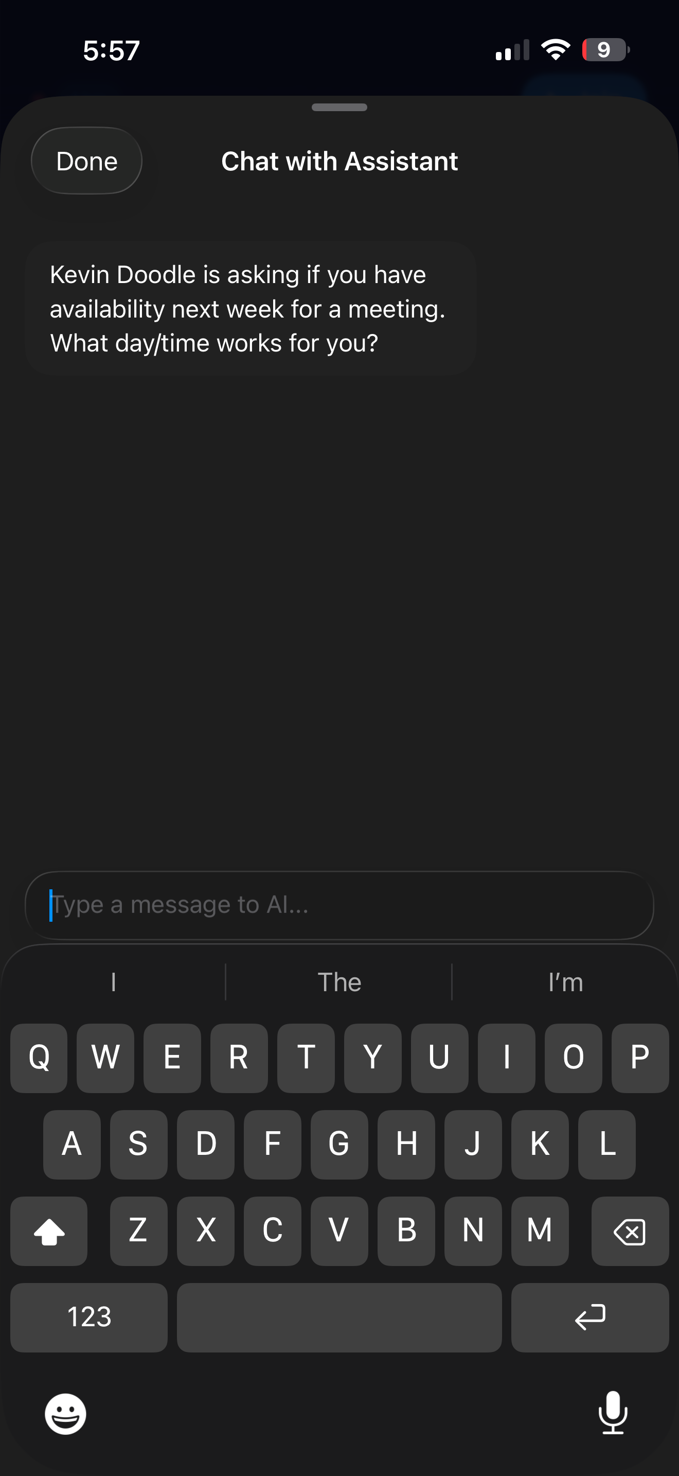Sending the assistant an instruction mid call, dark mode