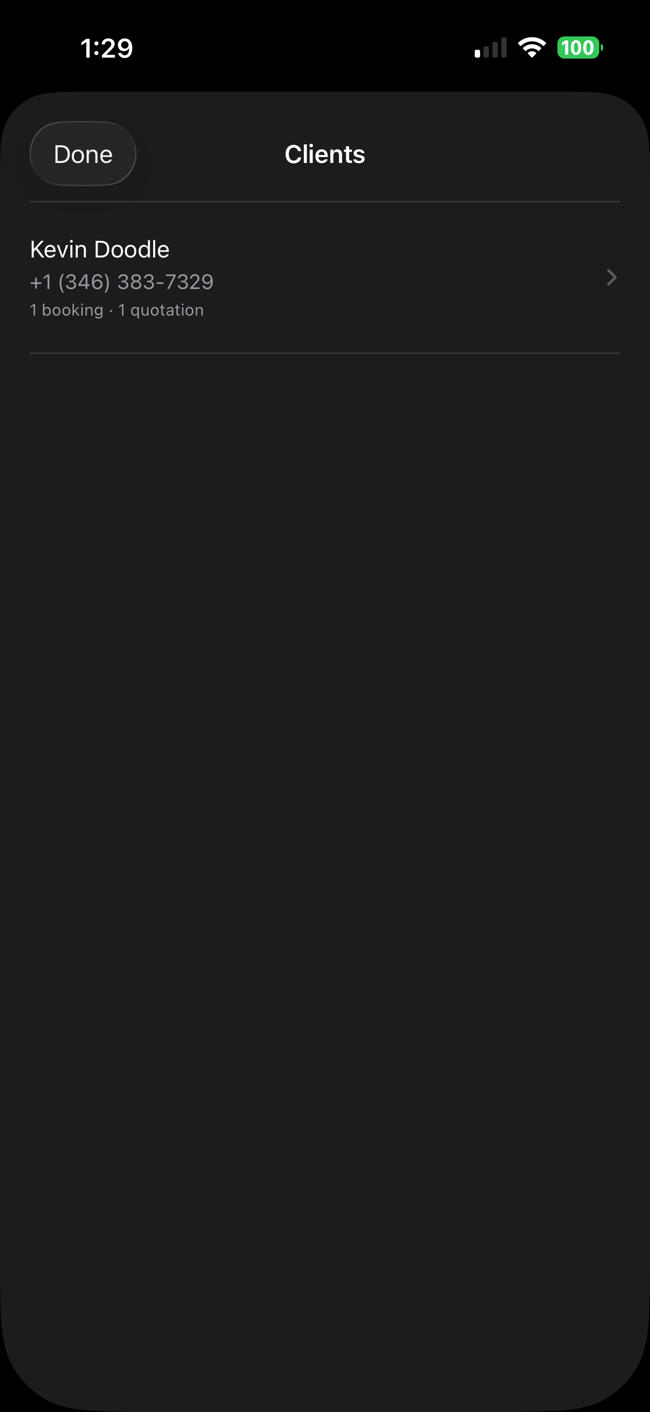 Every caller kept as a client, dark mode