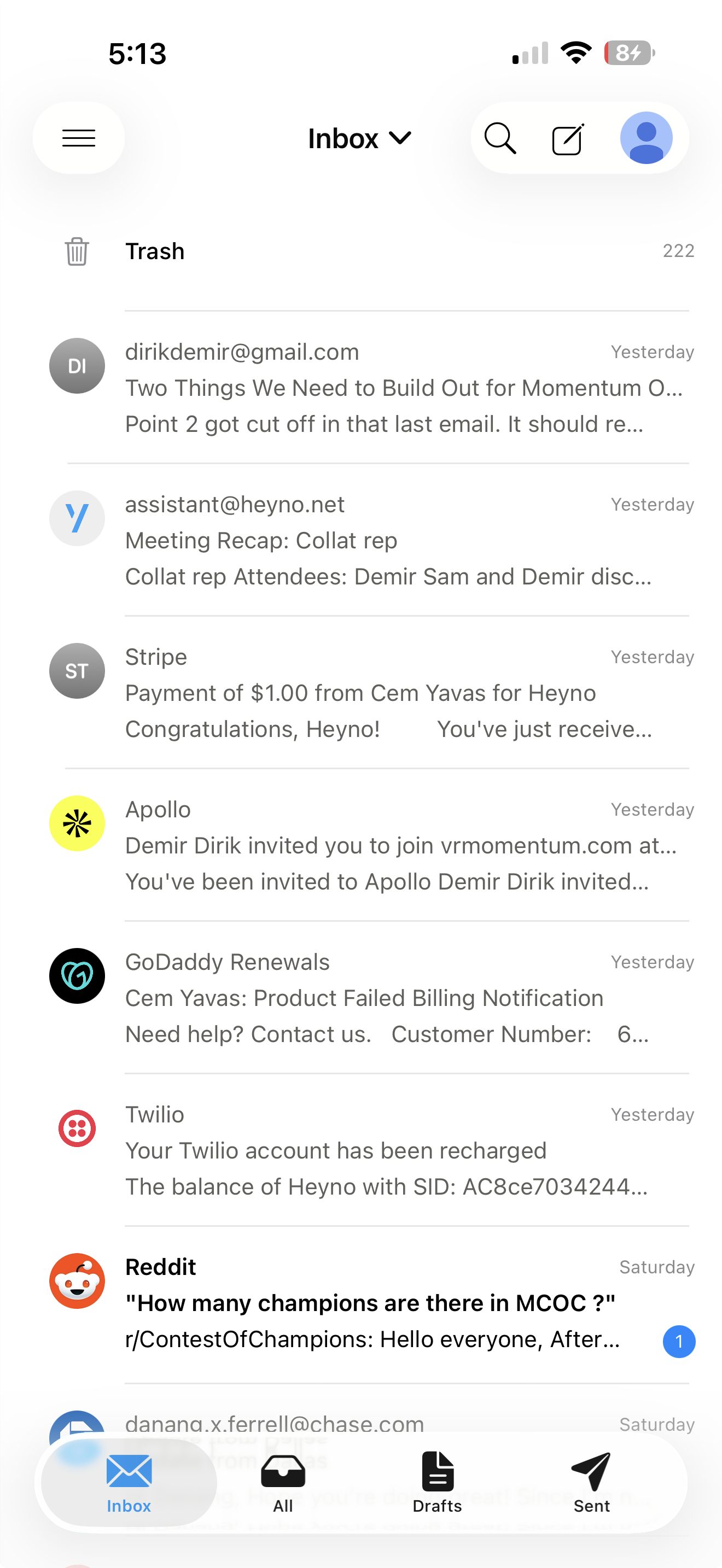 Heyno mail on iPhone