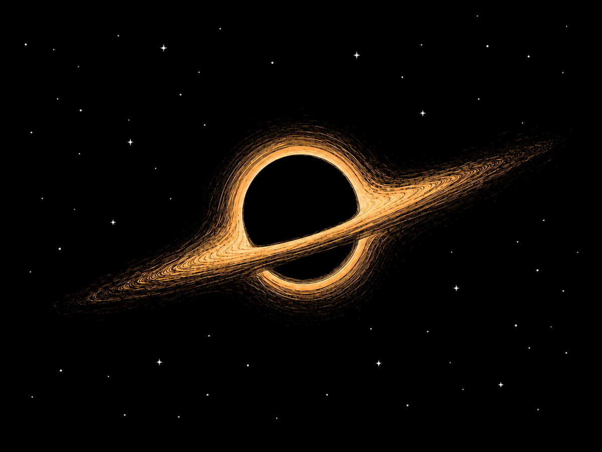 A black hole with a glowing accretion disk